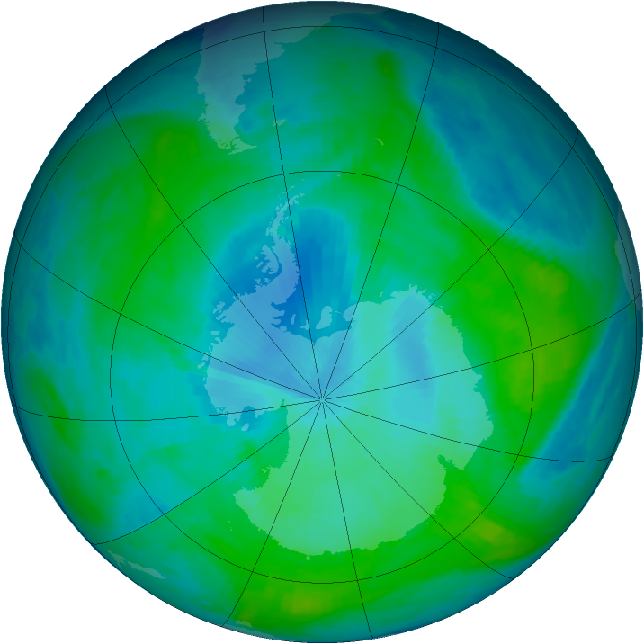 Antarctic ozone map for 10 February 1987
